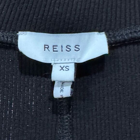 Reiss Carly Black Ribbed Asymmetrical Neck Long Sleeve Shirt Women’s XS - Picture 4 of 6